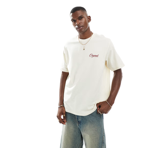 Camiseta informal de algodón de gran tamaño con diseño de impresión en la espalda tela de peso pesado de 220 gramos personalizada OEM/ODM 100% algodón Bangladesh - Product Image 1