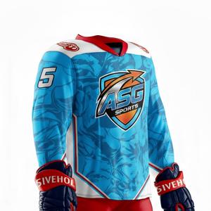 Tenues de hockey sur glace personnalisées pour adultes, 100% polyester, vêtements de sport respirants avec logo frontal, service OEM - Product Image 1