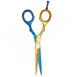Tijeras de Peluquería Profesionales con Mango Elegante, Color Dorado y Azul, de Acero Metálico, para un Corte de Pelo Estilizado - Product Image 5