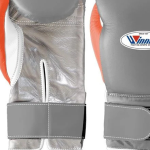 Guantes de Boxeo Profesionales de Cuero Gris, Naranja y Blanco con Velcro en la Muñeca, Guantes de Entrenamiento y Sparring para Hombres y Mujeres - Product Image 3