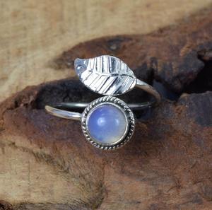 Anillo de estilo bohemio de Plata de Ley 925 con piedras preciosas de opalita lechosa regalo de boda hecho a mano para mujeres para fiestas - Product Image 4