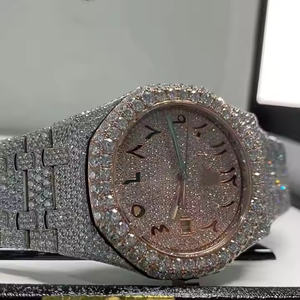 Reloj de Cuarzo Analógico Premium para Hombre con Brillantes Diamantes Moissanite, Caja de Acero Inoxidable de Lujo, Reloj de Vestir Elegante - Product Image 2