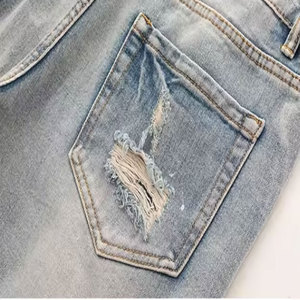 Shorts en jean déchirés pour hommes, style décontracté, streetwear, shorts en jean d'été confortables et tendance, denim ajouré - Product Image 5