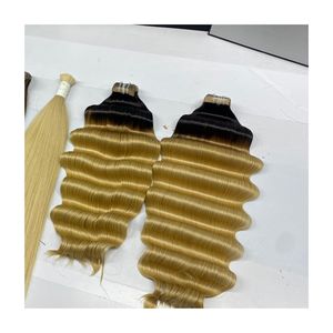 Paquetes de trama de onda de Color Ombre para salón 100% extensiones de cabello humano tejido de cabello alineado con cutícula - Product Image 1