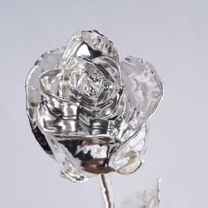 Luxury Silver Rose Ornament Handcrafted Metal Flower Decoration for Halloween - Product Image 1