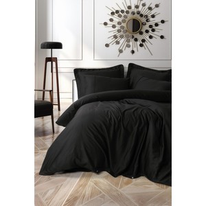 Cotton Box Luxury King/Twin Silky Satin Double Duvet Cover <b>Set</b> Modern Woven Solid Black Bedding for Home Wedding <b>Comforter</b> - Product Image 1
