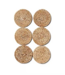 Set de 6 napperons en rotin sous-verre vaisselle utilisée pour la fête de mariage Artisanat - Product Image 2