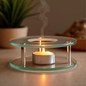 Chauffe-bougie rond en verre de 12 cm sans bougie chauffe-plat - Product Image 3
