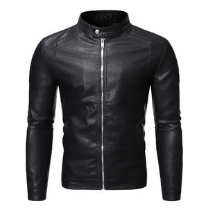 Automne saison hommes décontracté en cuir véritable veste à la mode motard vitesse coupe ample col montant avant Logo moto vêtements - Product Image 1