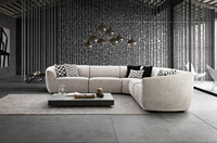 Canapé d'angle de luxe Palm Springs, ensemble de canapés modulaires modernes rembourrés en tissu avec dossier à oreillers et pieds en métal, idéal pour hôtels, villas et salons.