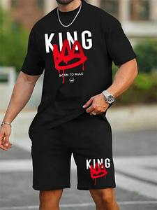 ชุดเสื้อยืดผ้าฝ้ายออร์แกนิค100% พิมพ์ลาย3D ใหม่ชุดกางเกงขาสั้นมีสไตล์พรีเมี่ยมสำหรับผู้ชายชุดเสื้อกางเกงขาสั้นระบายอากาศได้ตามต้องการ - Product Image 2