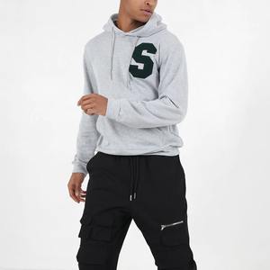 Alta calidad 100% algodón Chenille bordado hombres sudaderas con capucha manga larga hombro caído Oversize invierno grueso sólido diseño personalizado - Product Image 4