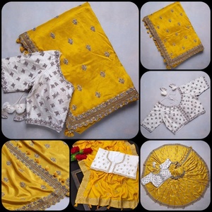 Chemisier Ethnique Exclusif Sari Boutique Export Dernier Saree en Soie Brodé pour Mariage Indien Pakistanais Meilleure Vente - Product Image 2