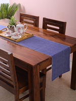 Chemin de table en coton côtelé 100% bleu marine, motif uni tissé, personnalisable, style européen moderne, pour Noël, mariages, maisons, hôtels