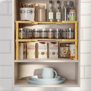 Ensemble DreamCraft 2, Étagère à Épices en Bambou Extensible et Empilable, Organisateur de Cuisine de Luxe, Contenant de Rangement pour Assaisonnements et Aliments, Premium - Product Image 2