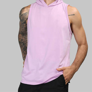 Gilet à capuche avec logo imprimé personnalisé hommes Gym entraînement Fitness Street Wear sans manches 100% coton t-shirt côtelé débardeur hommes - Product Image 1