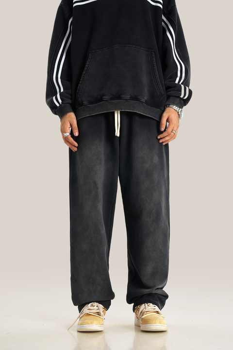 Wholesale Custom Logo Men's Loose Street Pants Trendy Brand Casual Wide Leg Straight Pant Long Leg Length