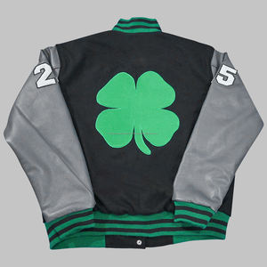 Chaqueta universitaria de lana personalizada con mangas de cuero de vaca real | Chaqueta con letras universitarias bordadas - Product Image 2