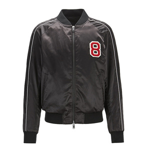 Custom Winter Casual Solid Stand Collar Dyed Satin Varsity Baseball Bomber Jacket Unisex Street Style - Product Image 4