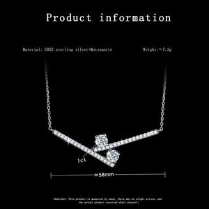 <b>Black</b> Pearl Jewels Modern V Cross bar Shaped 925 Sterling Silver VVS D Color 2CT Moissanite Link <b>Chain</b> Pendant <b>Necklace</b> Women - Product Image 6