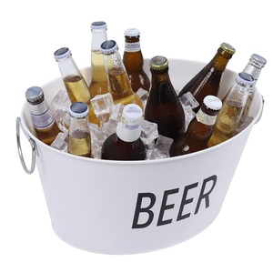 Enfriador de botellas de cerveza de vino de Metal de hierro, cubo de hielo decorado con forma ovalada para celebraciones de fiestas y bodas - Product Image 1