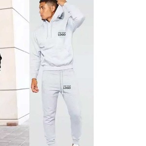 Ensemble de survêtement d'hiver pour homme 2 pièces, sweat à capuche imprimé uni et pantalon de survêtement avec cordon de serrage, doublure polaire - Product Image 4