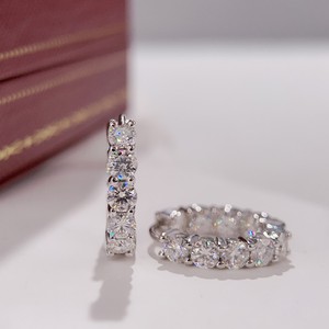 Inside Out Zircon <b>Huggies</b> Sterling <b>Silver</b> S925 Huggie Hoop <b>Earrings</b> Brilliant Sparkle Dainty Jewelry Women Gift - Product Image 3