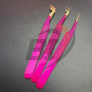 แหนบปลายแหลมสำหรับต่อขนตาปลอมสีชมพูแบบมืออาชีพ - Product Image 5