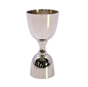 Double Sided Brass Liquor Peg <b>Measuring</b> Jigger 30ml 60ml | Silver Color Metal Bar Tool for Cocktails and Bartender Use - Product Image 1