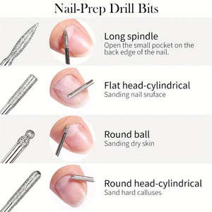 6-Piece <b>Diamond</b> Nail <b>Drill</b> Bit Set for Cuticle Gel & Acrylic Nails - Product Image 5