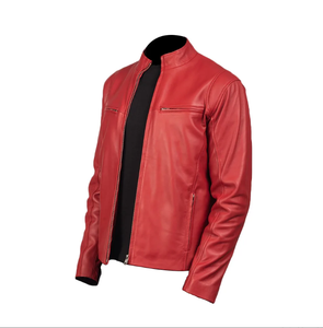 Genuine Leather Slim Fit Men's Jacket Viscose Lining Breathable Customizable High <b>Street</b> Zipper Closure Wholesale Winter jacket - Product Image 3