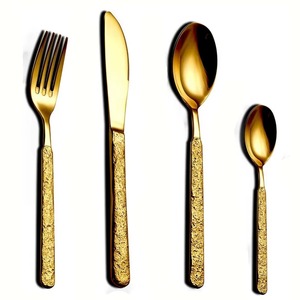 Juego de 4 cubiertos de acero inoxidable, utensilios de cocina ideales para regalos de mesa, uso doméstico, cubiertos chapados en Color plateado, mango de último diseño - Product Image 5