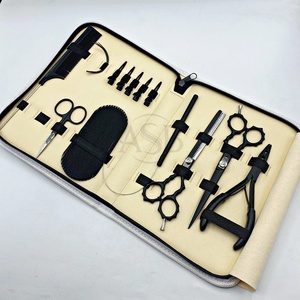 Outils d'extension de cheveux noirs mats écologiques avec kit nude, pince multifonctionnelle incluse, ciseaux de coiffeur, pinces à cheveux et peigne - Product Image 2