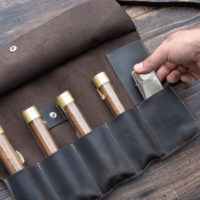 Boîte de Voyage Portable de Luxe en Cuir Véritable Gaufré Fait Main Mat pour Cigares, Humidor, Briquet et Coupe-Cigares