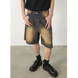 High Heavy Quality Rhinestones Distressed Summer Streetwear Denim <b>Shorts</b> for <b>Men</b> Custom <b>Men's</b> <b>Baggy</b> Denim <b>Shorts</b> - Product Image 2