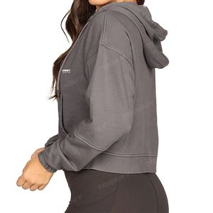 Sweat à capuche zippé personnalisé de haute qualité pour femmes couleur unie éponge française 100% coton fabriqué au Pakistan pour une utilisation hivernale avant - Product Image 2