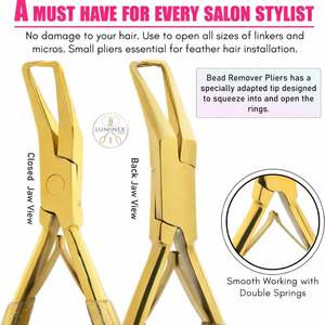 Outils pour extensions de cheveux, pince à retirer les micro-anneaux, ouvre-perles micro-anneaux, 5,5 pouces, acier inoxydable, léger, argent poli - Product Image 3