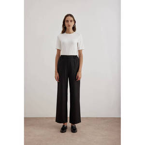 Women's Flannel <b>Wool</b> Suit <b>Pants</b> Black - Product Image 1