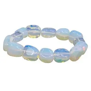 Gelang batu opalite India gelang kristal tumbled perhiasan batu permata alami gelang meditasi energi hadiah pria dan wanita