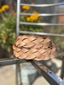 Classic <b>Braided</b> Cow Hide <b>Belt</b> Iron Buckle Durable Pin Buckle FENGRO Brand 3.5cm Width 120cm Length Formal Style Made India - Product Image 2