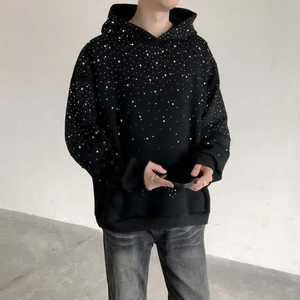 เสื้อฮู้ดพิมพ์ลายคริสตัลสำหรับผู้หญิงและผู้ชาย สไตล์สตรีทแวร์ ฮิปฮอป ซิปเต็มตัว ประดับคริสตัลด้านนอก - Product Image 1