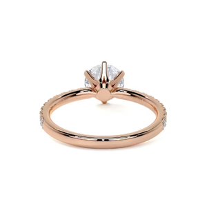 แหวนเพชรสีเหลืองทองกุหลาบและทองคำขาว10K แหวนแต่งงานเพชรทรงกลมตัดเป็นของขวัญสำหรับเธอ - Product Image 5