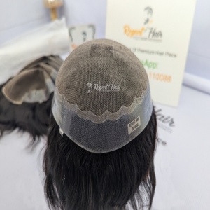 Peluquín de calidad premium REGENT Q6 para hombre, cabello indio 100%, Remy, atado a mano, onda Natural, ONDA DE AGUA, estilo recto, venta al por mayor - Product Image 5