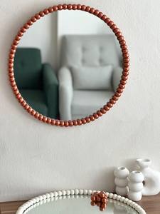 Grand miroir mural moderne rouge perlé MDF bois fer 12mm d'épaisseur décor de salon pendaison de crémaillère et cadeau de fête des mères miroir de pépinière - Product Image 3