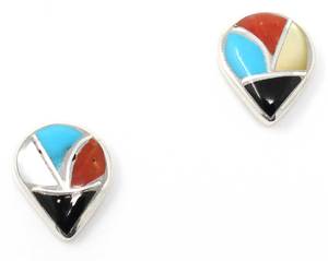 Zuni Multi-Stone & Pendientes de gota de lágrima de plata - Product Image 3