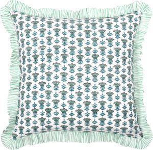 Hot Sale Ridhi Aquamarine Blue Frill Ruffles Pillows & <b>Cushions</b> Vintage Modern Luxury Check Throw Pillow case Home Decor - Product Image 1
