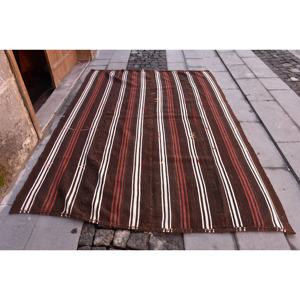 Traditional <b>Brown</b> and White 6.2 X 8.5 ft Handmade <b>Wool</b> Tabriz Rug Patchwork Rectangle Design for Bedside Latex Backing - Product Image 1