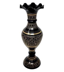 Florero de latón de superficie negra grabado a mano decoración del hogar de lujo precio barato Material de alta calidad pieza de arte hecha a mano - Product Image 5