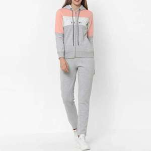Conjunto de dos piezas de chándal de algodón para mujer al por mayor, Sudadera con capucha y pantalones de chándal, ropa deportiva informal con logotipo personalizado, atuendo para correr OEM - Product Image 2
