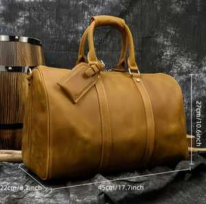 Bolsa de lona de viaje redondeada de alta resistencia, bolsa de deporte de cuero de algodón personalizada, bolsas de lona para gimnasio al por mayor para hombres - Product Image 1